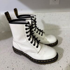 Dr. Martens Pascal 1460 White Leather Lace-Up Boots